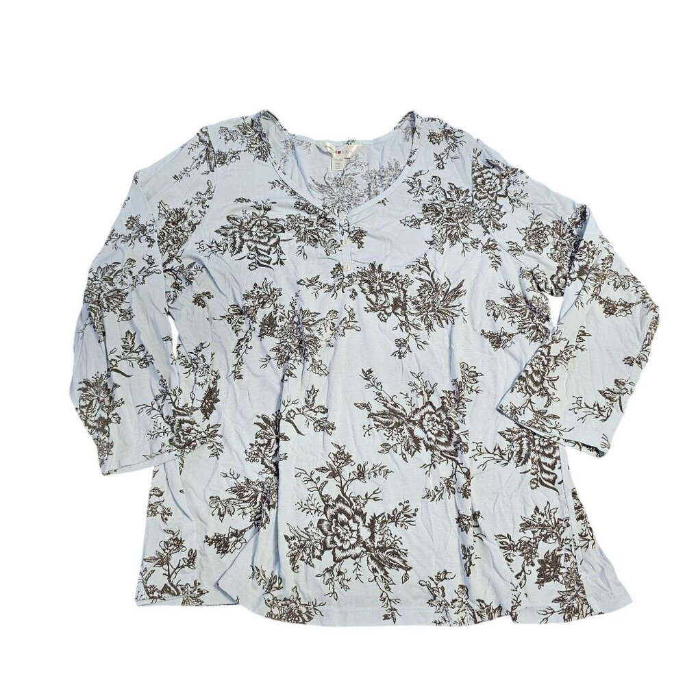 Avenue Body Women's Knit Top Blouse Blue and Black Floral size 26/28